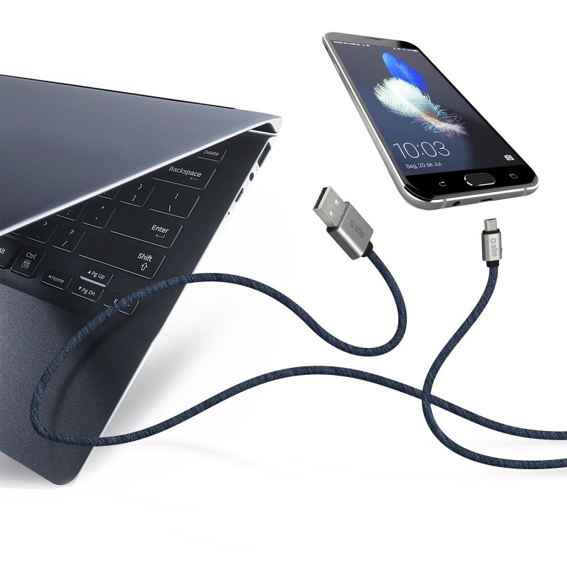 USB 2.0 charging cable - Micro-USB denim finish