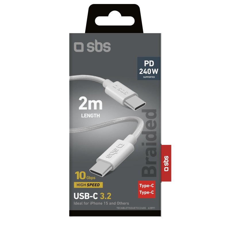 USB-C 3.2 charging and data cable compatible with 240W Power Delivery