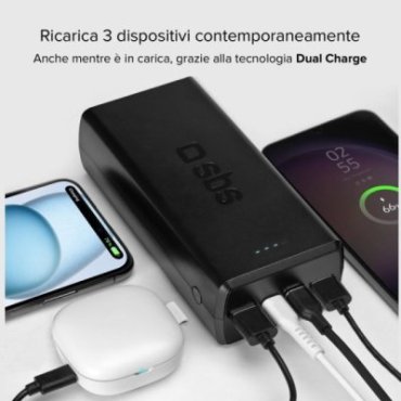 30,000 mAh power bank with 2 USB-C ports and 2 USB-A ports