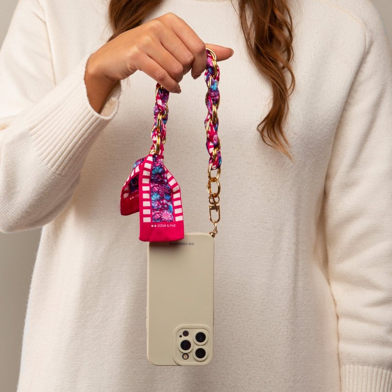 iPhone 14 Pro cover with wrist chain and foulard