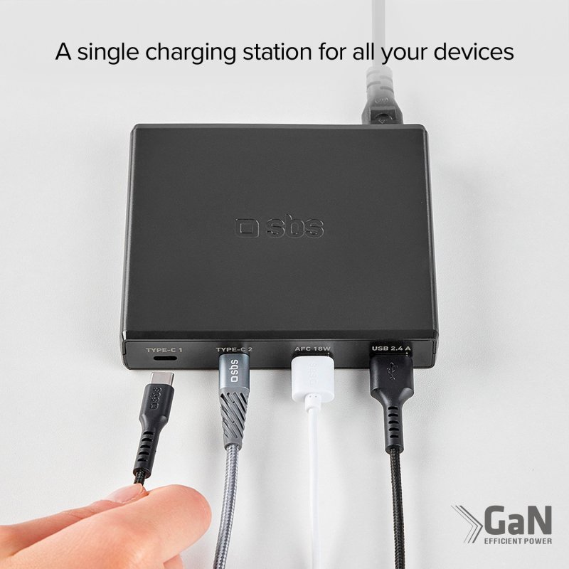 GaN Charging Station with 4 ports - ultrafast charging with 2 x USB-A and 2 x USB-C ports