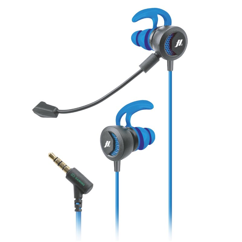 Wired gaming earphones with hooks and detachable microphone