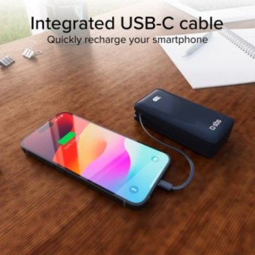 Power Bank 10,000 mAh with built-in USB-C cable