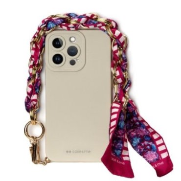 Funda para iPhone 14 Pro con cadena de muñeca y pañuelo