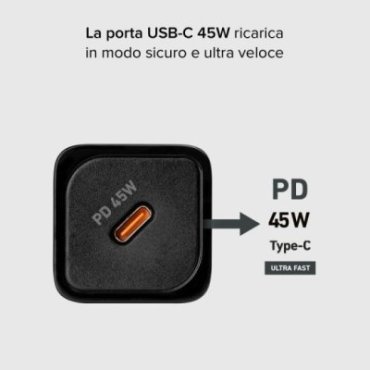 GaN Wall charger, 1 USB-C PD 45W output