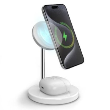 Qi2 2x1 Wireless Charging Station for iPhone 16/15/14/13/12, Android smartphones and wireless earphones