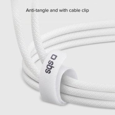 USB-A - USB-C fabric cable with cable clip, 1.5 m