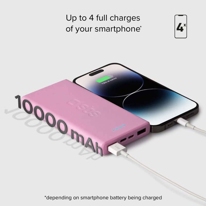 Fast charge powerbank: 10,000 mAh, 2 USBs