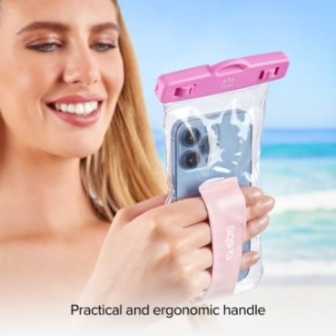 Waterproof case with selfie grip, universal size for smartphones up to 6.8\"