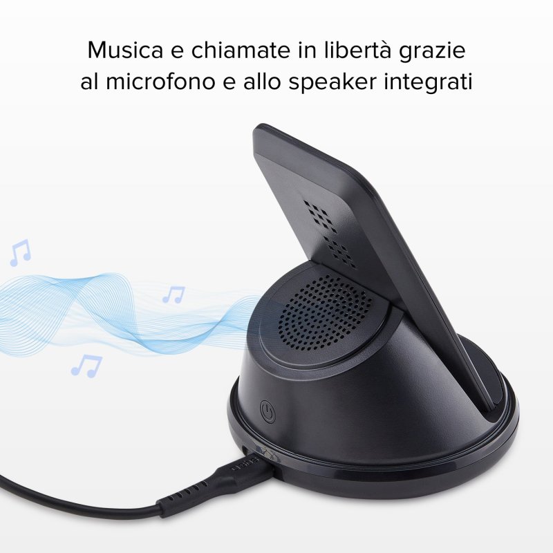 Wireless desktop charger with speaker and microphone