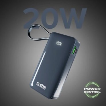 Power Bank 10,000 mAh with built-in USB-C cable