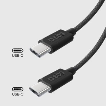 USB-C - USB-C fabric cable with cable clip, 1.5 m