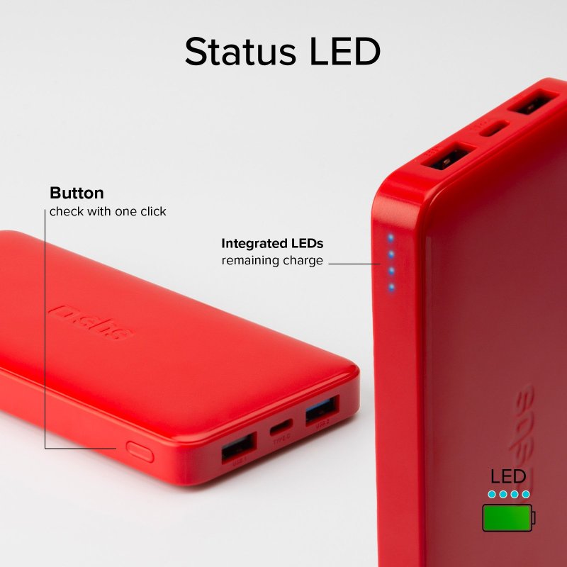 Fast charge powerbank: 10,000 mAh, 2 USBs