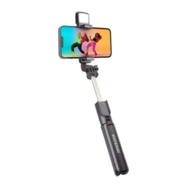 Universal selfie stick with built-in LED light and tripod