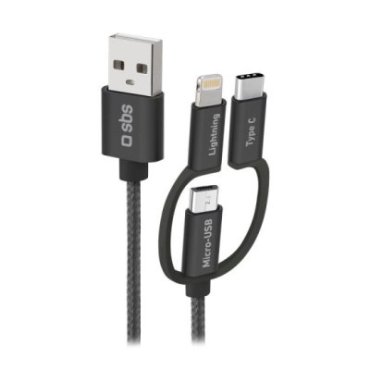 USB to Micro-USB cable with Lightning and USB-C adaptors