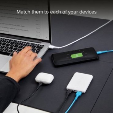 USB to USB-C data and charging cable kit with 3 colours