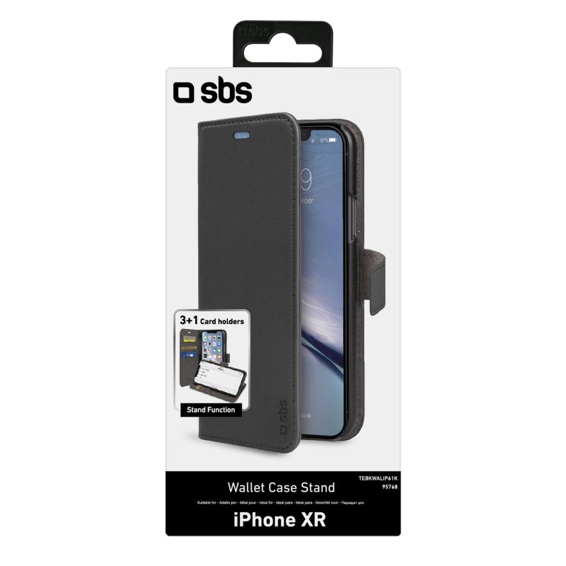 Book wallet case with stand function for iPhone XR SBS