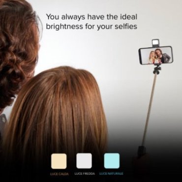 Universal selfie stick with built-in LED light and tripod