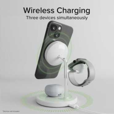 Qi2 3x1 Wireless Charging Station for iPhone 15/14/13/12, Android smartphones, Apple Watch and wireless earphones