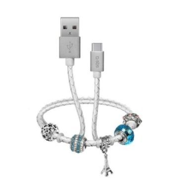 USB to Type-C data and charging cable with charm