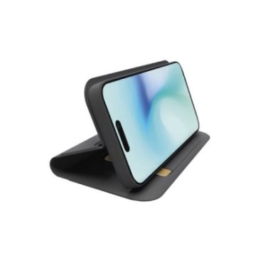 Custodia a libro con supporto stand e superficie soft touch per iPhone 16 Pro