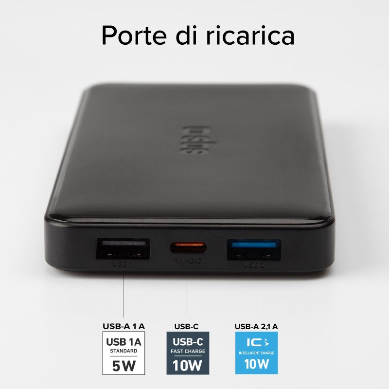 Fast charge powerbank: 10,000 mAh, 2 USBs