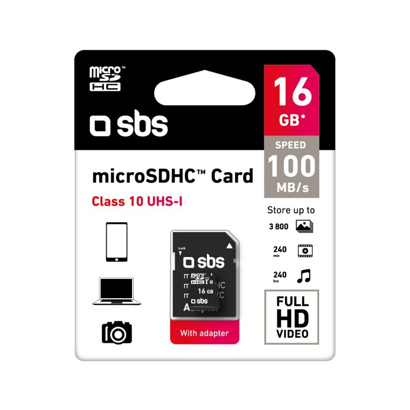 16 GB Class 10 Micro SDHC with adapter