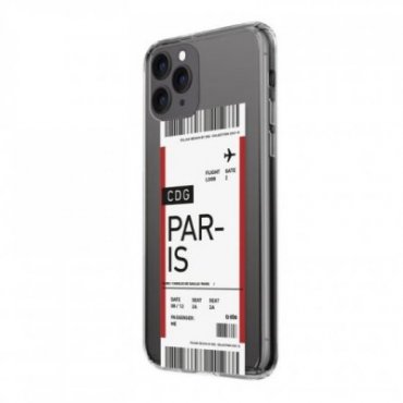 Transparent soft cover with airline ticket texture for iPhone 11 Pro