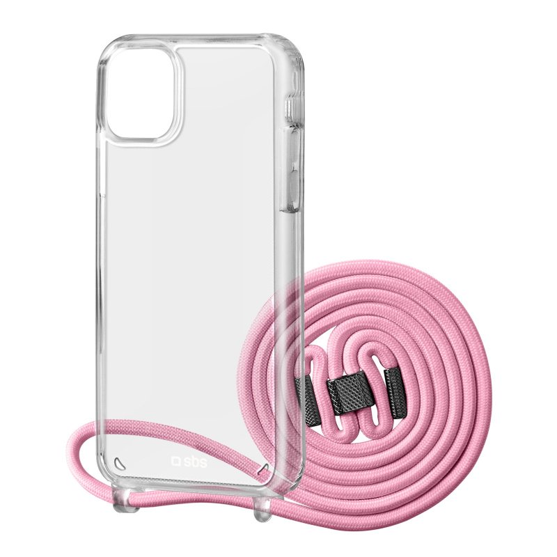 Transparent cover with coloured neck strap for iPhone 11