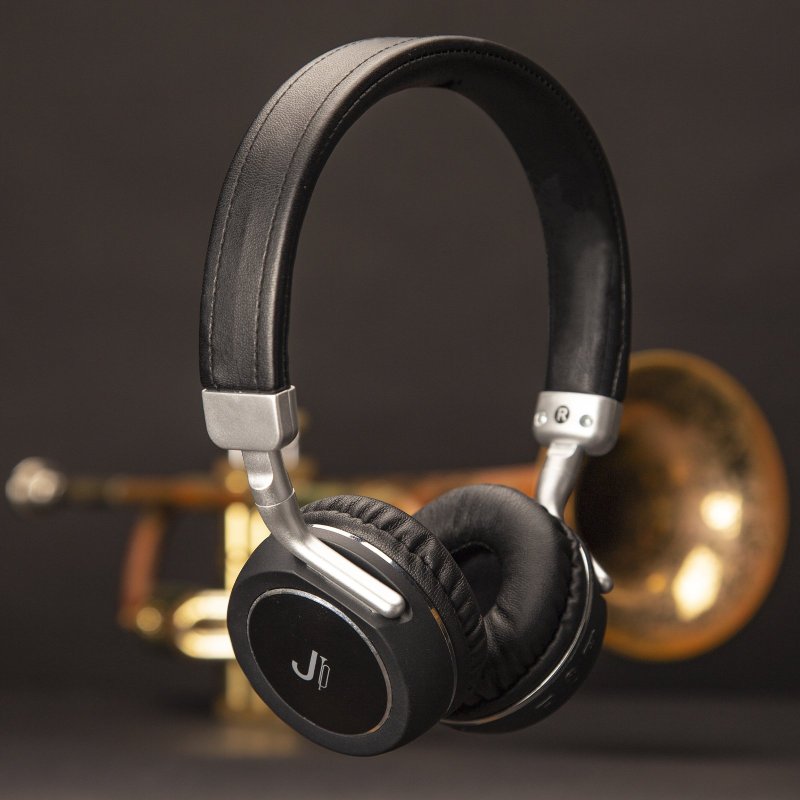 Adjustable stereo headphones with soft ear cushions and built-in