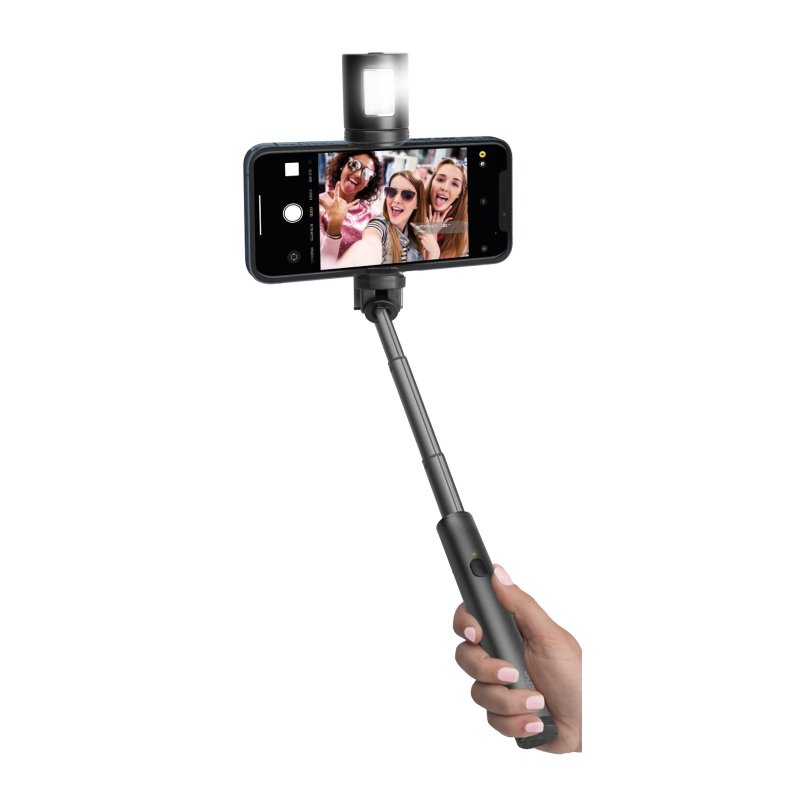 Palo selfie inalámbrico con flash magnético