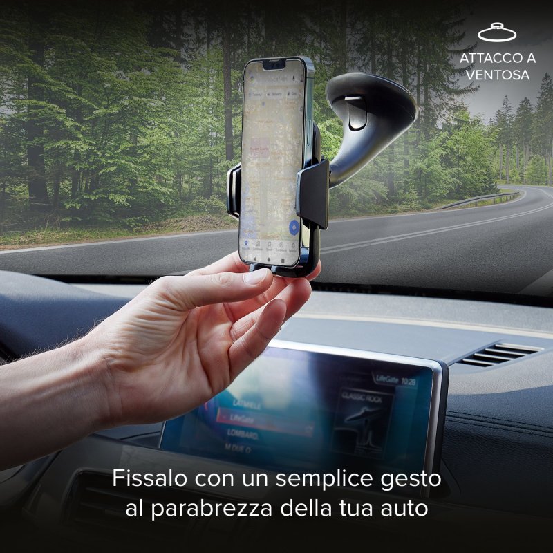 Freeway - Supporto auto per telefono con fissaggio a ventosa