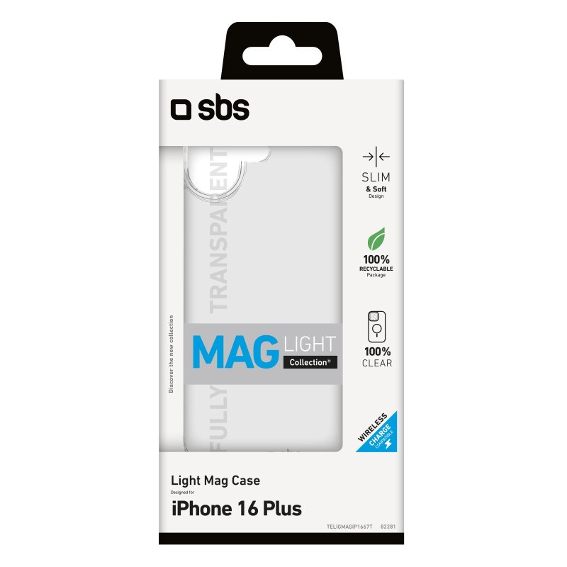 Rigid transparent case compatible with MagSafe charging for iPhone 16 Plus