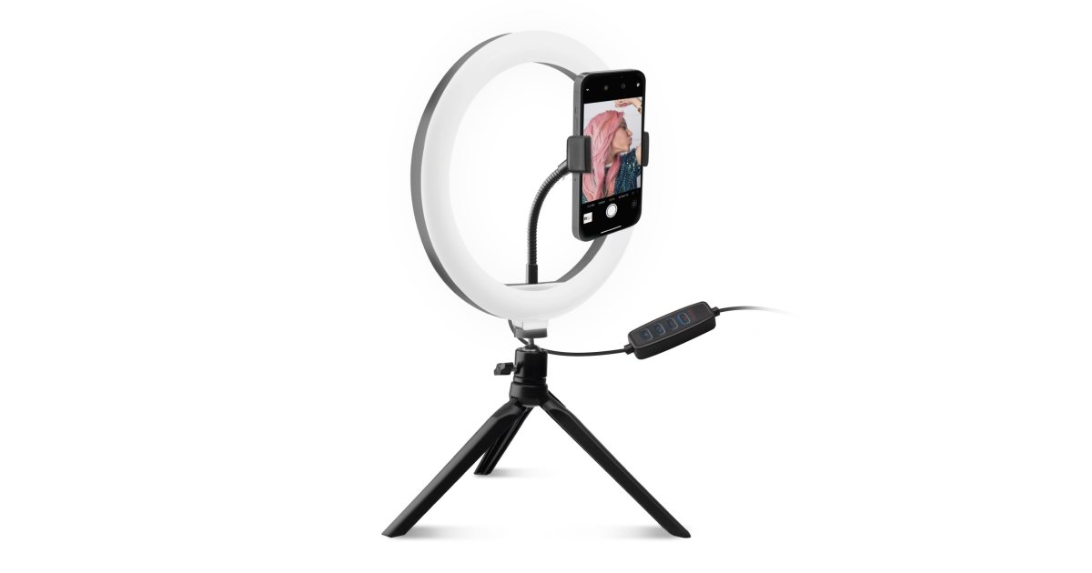 Ring Light avec Trépied Lampe USB 25cm Selfie Anneau Lumineux LED