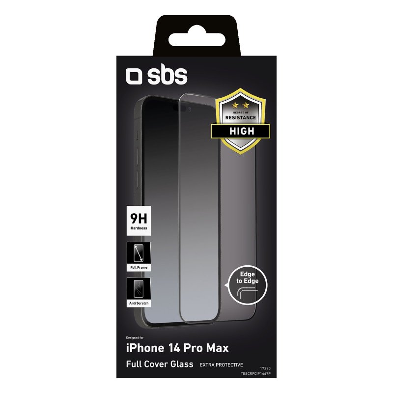 Protecteur d'Écran Complet iPhone 14 Pro en Verre Trempé 21D - 11H - Noir