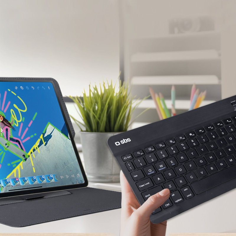 Universal wireless keyboard with integrated book cover