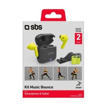 Kit with TWS wireless earphones and elastic bands