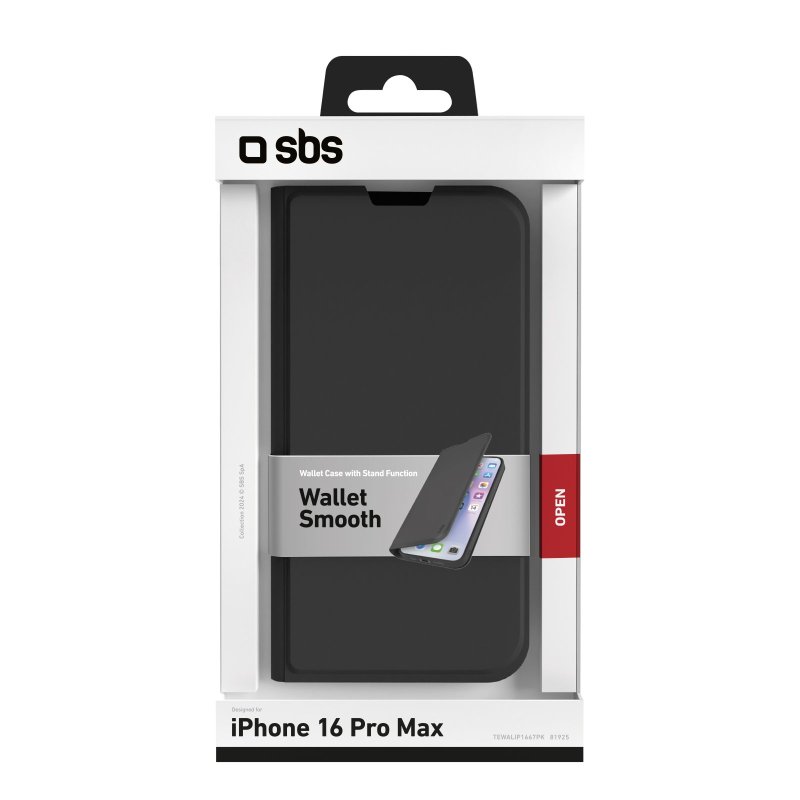 Book-style case with stand support and soft touch surface for iPhone 16 Pro Max