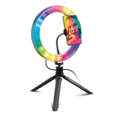 Multicolour LED ring with tripod for photos and videos