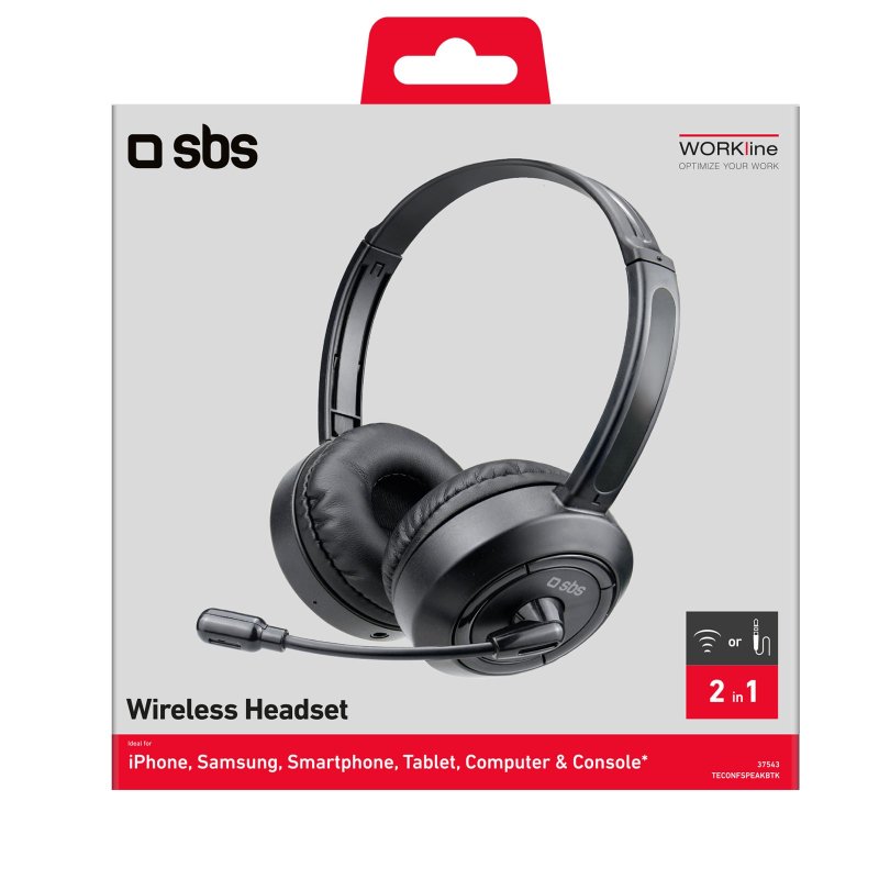 Wireless and corded headset with adjustable mic