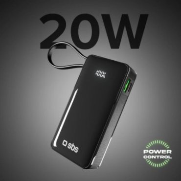 Power Bank 10,000 mAh with built-in USB-C cable