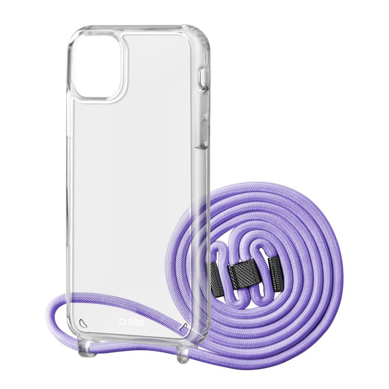 Transparent cover with coloured neck strap for iPhone 11 Pro