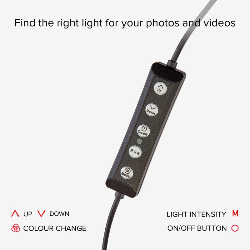 Multicolour LED ring with tripod for photos and videos