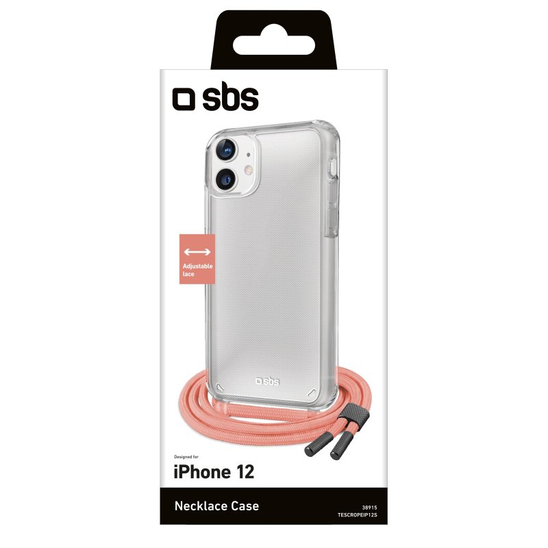 Transparent cover with coloured neck strap for iPhone 12/12 Pro