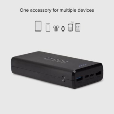 Fast charge powerbank: 20,000 mAh, 2 USBs