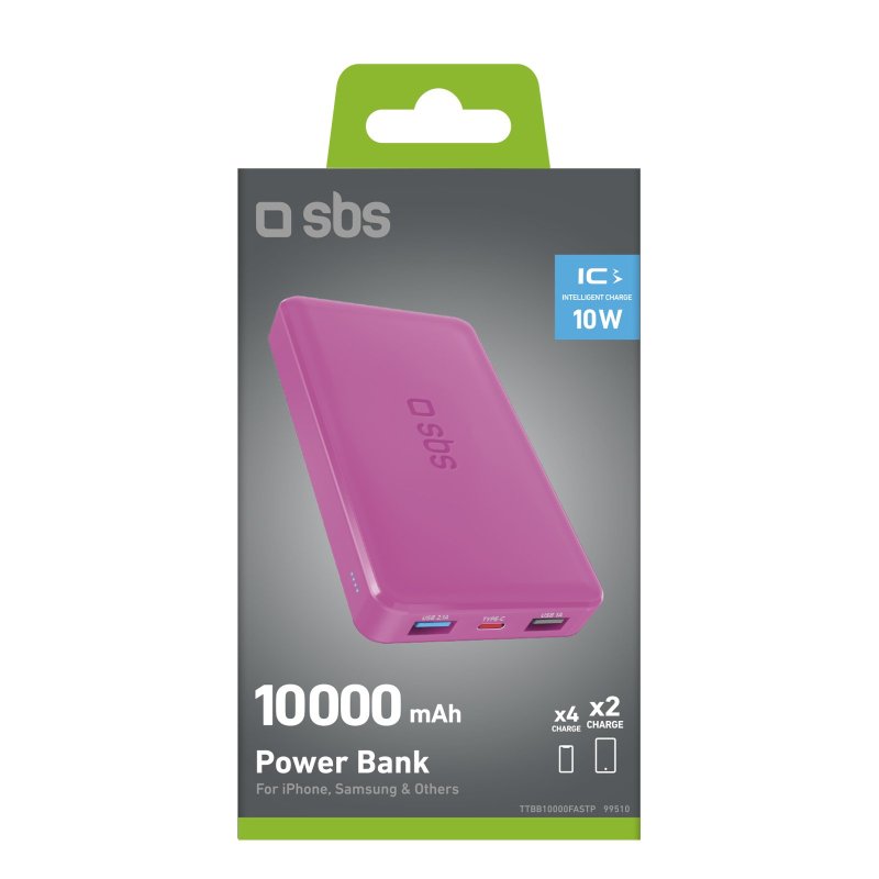 Fast charge powerbank: 10,000 mAh, 2 USBs