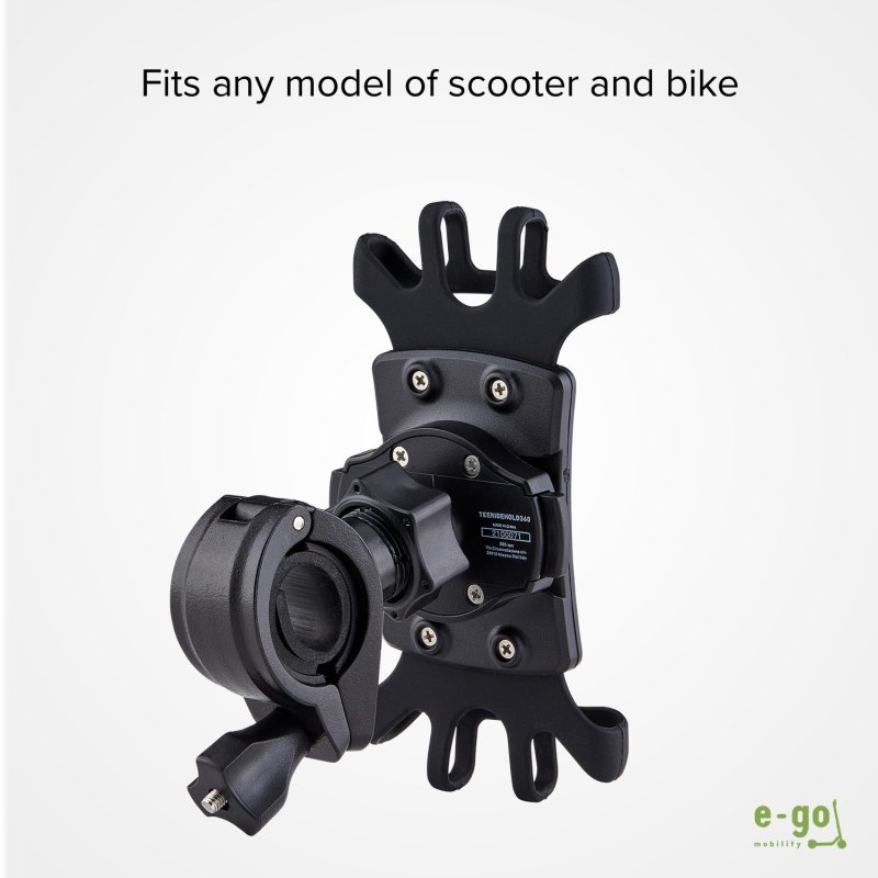 360° rotatable mobile phone holder for bicycles and scooters