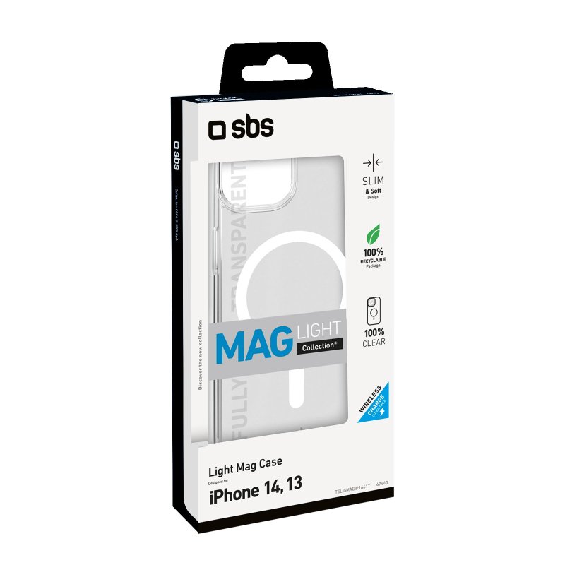 Rigid transparent case compatible with MagSafe charging for iPhone 14/13