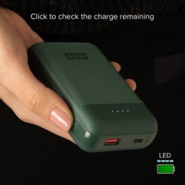 Power Delivery 20W 10,000 mAh power bank, soft touch finish and knurled