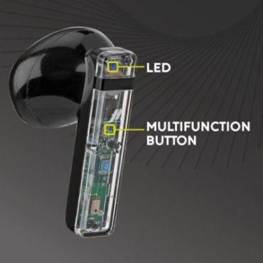 TWS Icy – earphones equipped with True Wireless Stereo technology and a transparent design